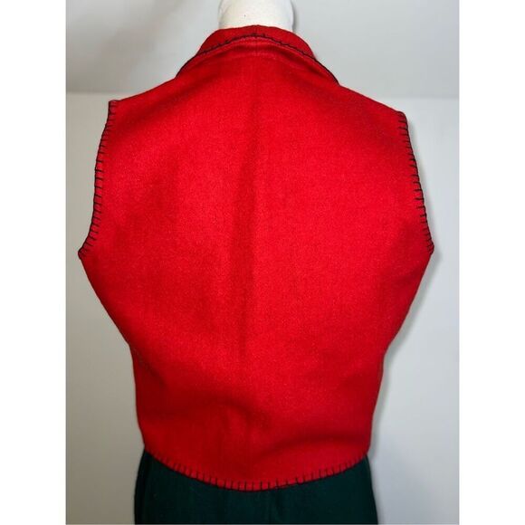 Women’s Red Western-Wool Open Front Vest MEDIUM - Picture 4 of 7